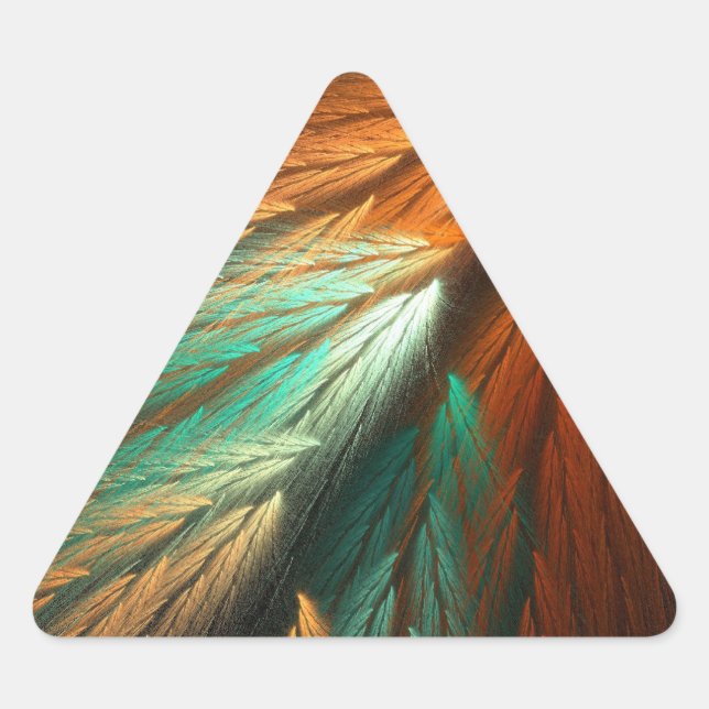 Triangular Adesivo de triângulo verde e laranja Abstrato (Frente)