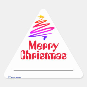 Triangular Feliz Natal. Adesivo de triângulo presente do Xmas