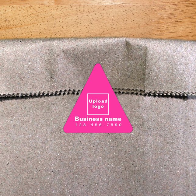 Triangular Número de Telefone Comercial no Adesivo de Triângu (Pink triangle sticker with your business name, logo and phone number.)
