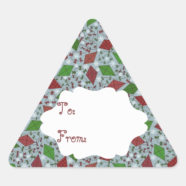 Triangular Papagaios de Natal, adesivo de presente (Frente)
