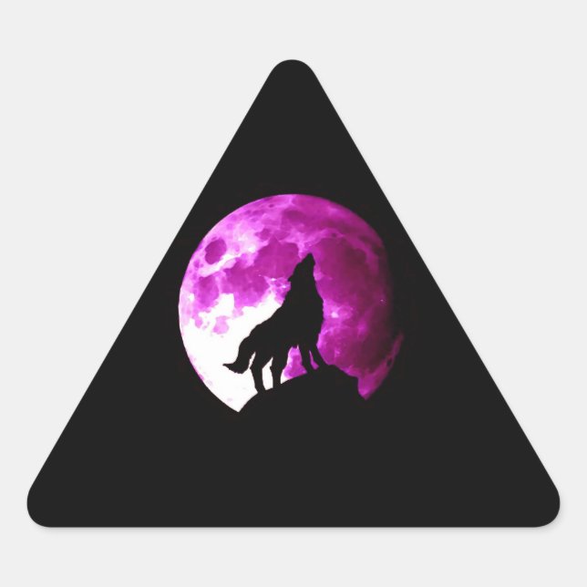 Triangular Wolf Howling no adesivo do triângulo da lua (Frente)