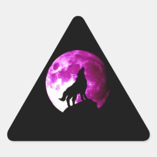 Triangular Wolf Howling no adesivo do triângulo da lua