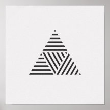 Triângulo com risca mínima Poster preto e branco