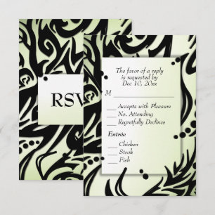 Tribal Abstrato Preto e Verde com Menu RSVP