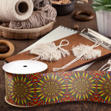 Tribal Floral Amarelo e Vermelho abstrato