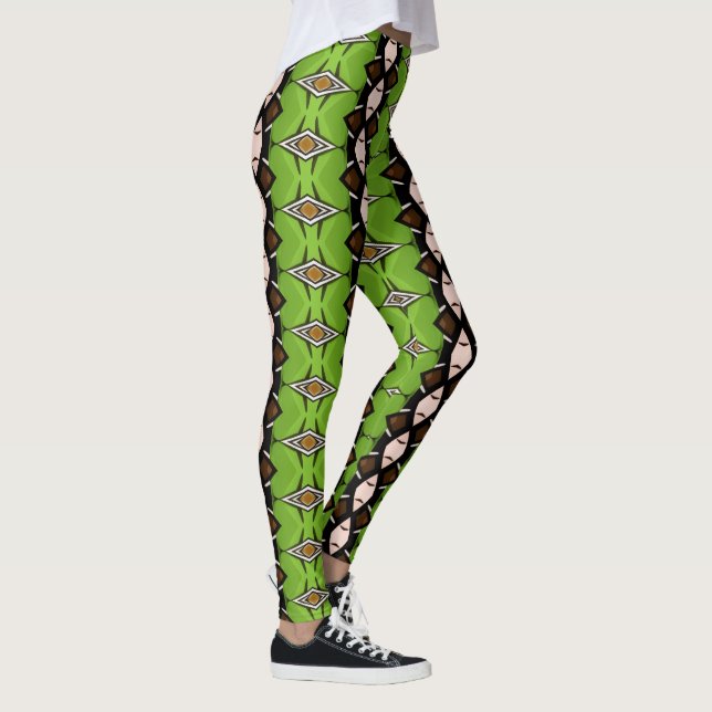 Tribal Inspired Green Patterned Leggings (Direita)
