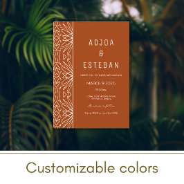 Tribal Mudcloth Queimou Convite Laranja