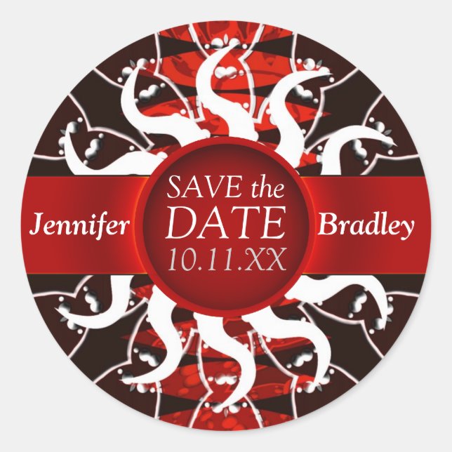 Tribal Red Black/White Sun Guarde o adesivo de dat (Frente)