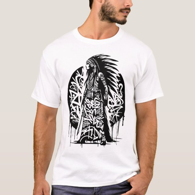 Tribal Urban Shaman Graffiti T-Shirt . Street Art. (Frente)