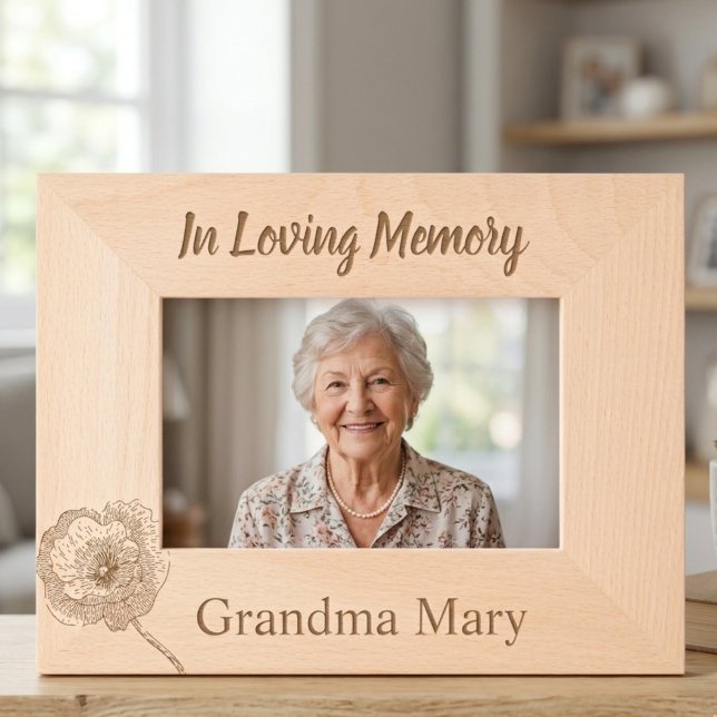 Tributo à Avó Memorial Papoula Botânica (Botanical poppy memorial grandmother tribute frame)