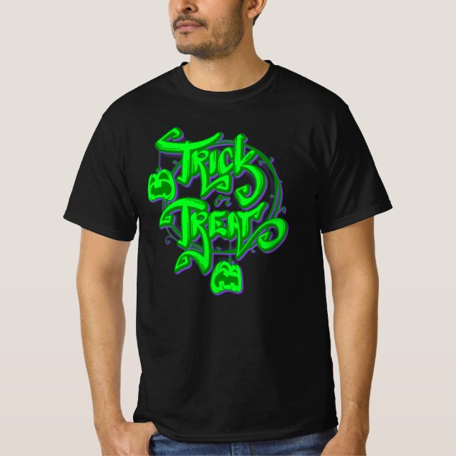 Trick do Dia das Bruxas ou Trate T-Shirt Verde Rox (Frente)