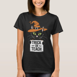 Trick Or Teach Camiseta Retro de Halloween para Pr