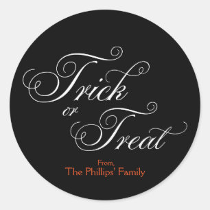 TRICK OR TREAT Adesivo de Halloween Preto Elegante