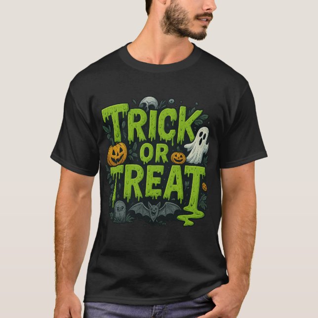 Trick or Treat Dripping Font T-Shirt  (Frente)