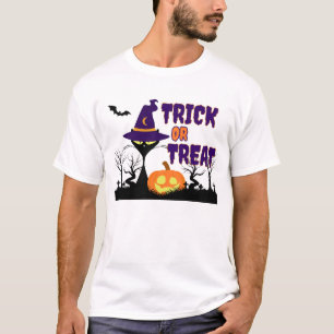 Trick or Treat - Gato de Halloween - Camiseta Masc