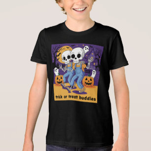 Trick ou Tratar Buddies Esqueleto Camisa Amizade