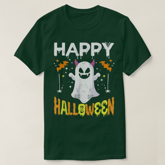 Trick Ou Tratar Camisa De Halloween Ghost Pumpkin  (Frente do Design)