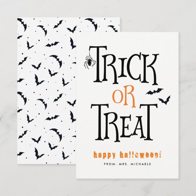 Trick ou Tratar Cartões de Halloween (Frente/Verso)