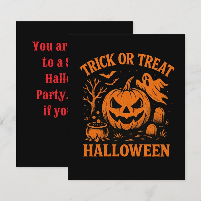 Trick ou Tratar Convite de Halloween (Frente/Verso)