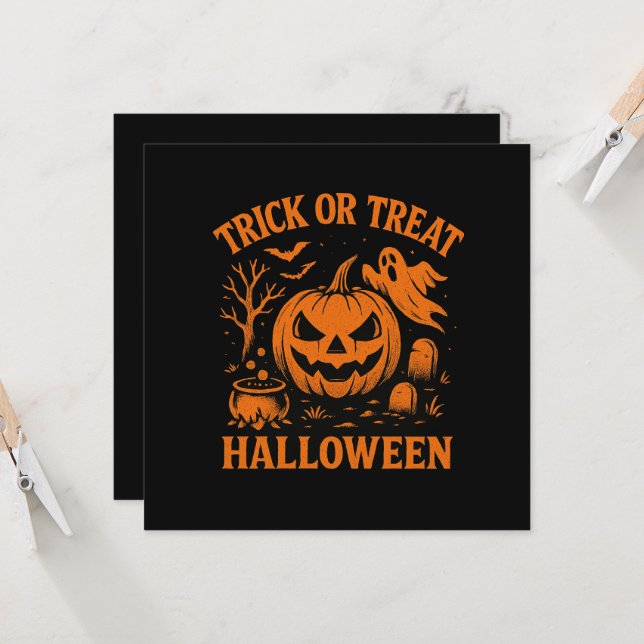 Trick ou Tratar Convite de Halloween (Frente/Verso In Situ)