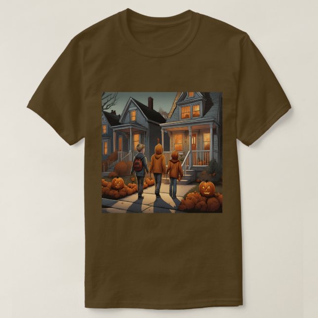 Trick Ou Tratar T-Shirt De Halloween (Frente do Design)