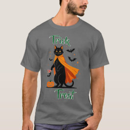 Trick ou Tratar T-Shirt do Dia das Bruxas de Gato