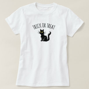 Trick ou Tratar T-Shirt Preto de Gato