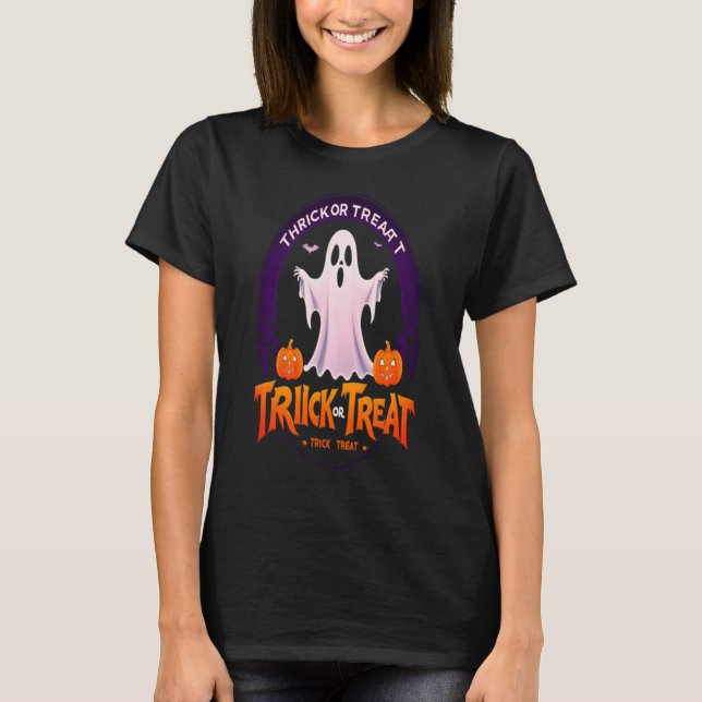 Trick ou trate a camiseta fantasma do Dia das Brux (Frente)