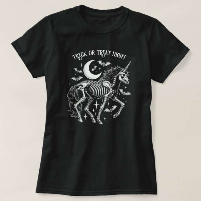 Trick ou trate Unicorn1 T-Shirt (Frente do Design)