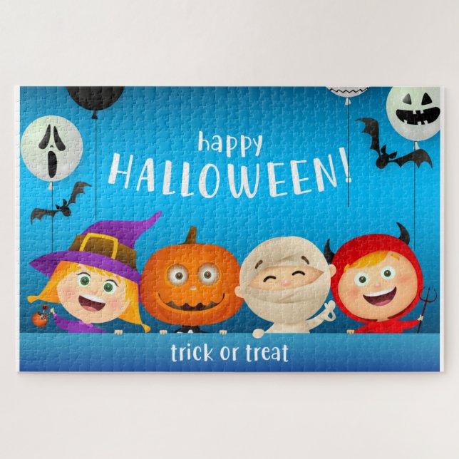Trick ou Treine Halloween Quebra-cabeça (Horizontal)