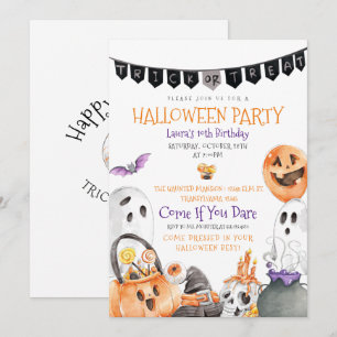 Trick ou Treine o Convite de Aniversário do Hallow