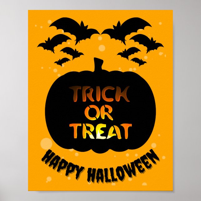 Trick ou Treine o Poster Feliz Halloween (Frente)