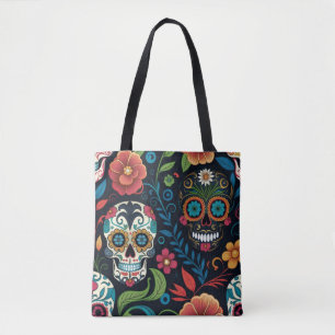 Trick ou Treine Tote Bag, Sugar Skull Tote Bag
