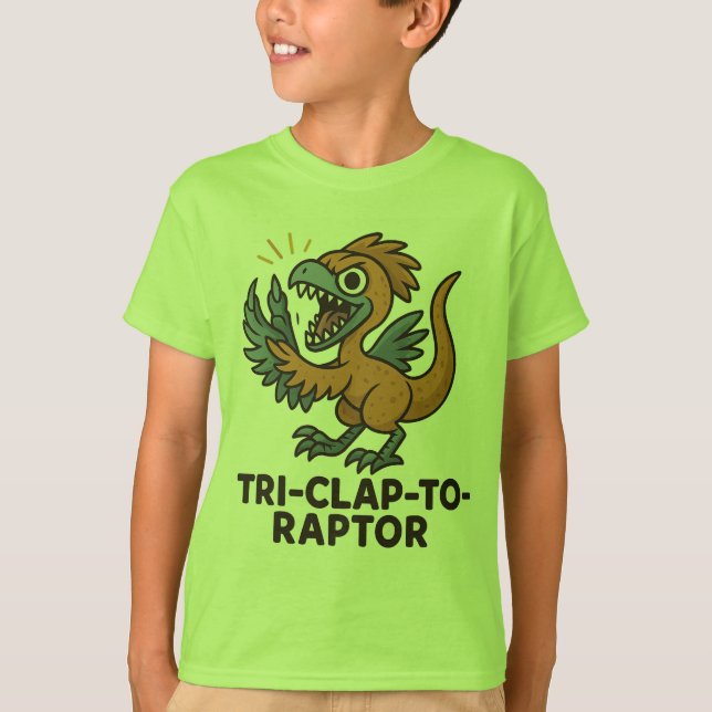 Triclap-a-Raptor - Camiseta de Dinossauro Minúscul (Frente)