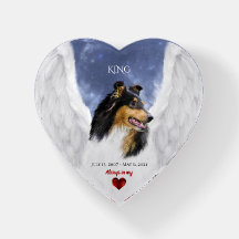 Tricolor Collie Angel, Heaven - Pet Memorial Heart