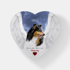 Tricolor Collie Angel, Heaven - Pet Memorial Heart
