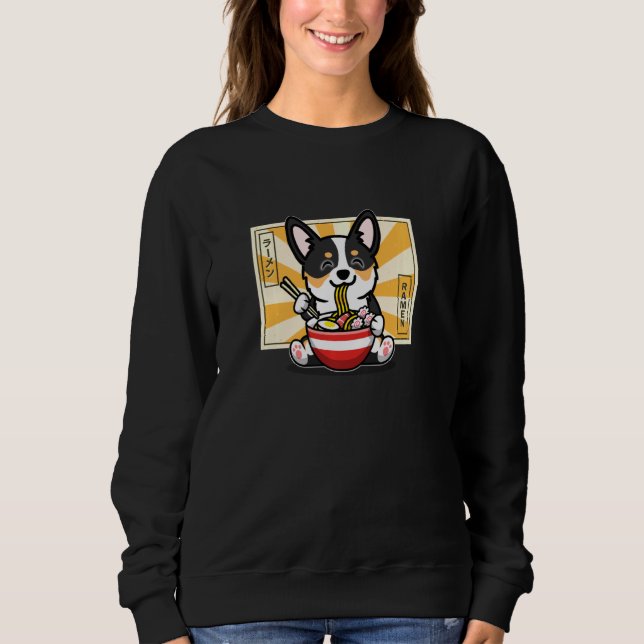 Tricolor Negro Corgi Pullover (Frente)