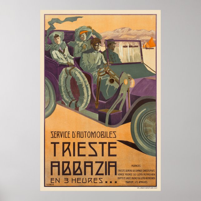 Trieste Abbazia Itália Poster vintage 1911 (Frente)