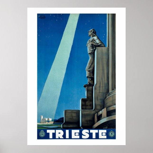 Trieste Itália Viagens vintage Poster (Frente)