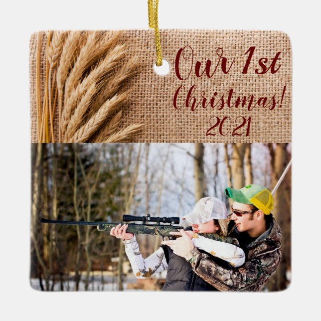 Trigo para Ornamento XMAS Personalizado no Burlap  (Frente)