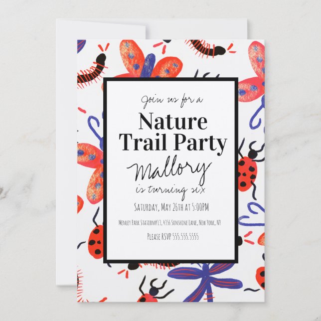 Trilha da Natureza Madeira Bugs Convite de Anivers (Frente)
