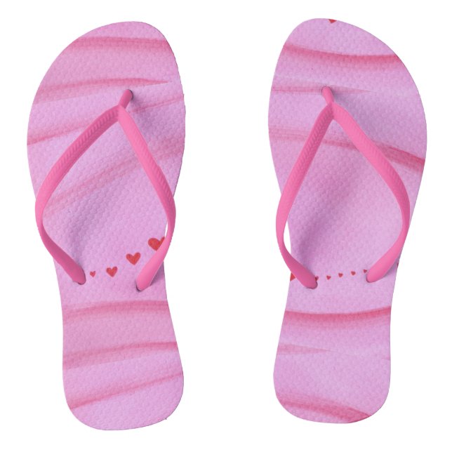 Trilha de Corações em Chinelos Rosa Mesclado (Pé da cama)