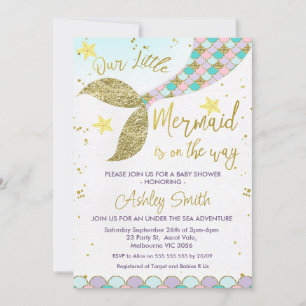 Trilha Sereia Sob Convite Para Chás de fraldas Mar