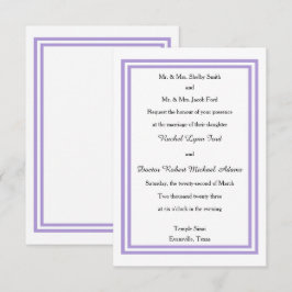 Trim de Lavanda Dupla - Convite de Casamento 3x5