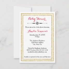 Trim Dourado Duplo - Convite para Chás de fraldas