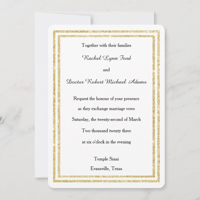 Trim Dourado Glittered Faux Chic - Convite de casa (Frente)