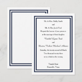 Trim. Marinho Duplo - Convite de Casamento 3x5