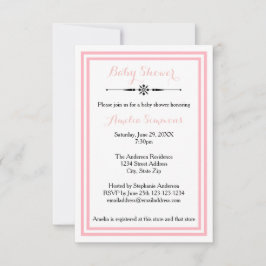 Trim Rosa Duplo - Convite para Chás de fraldas 3x5