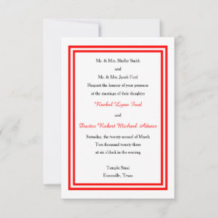 Trim Vermelho Duplo -3x5 Convite de Casamento