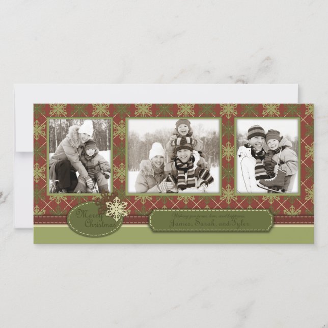 Trio de Cartões de foto de Natal Tradicional (Frente)